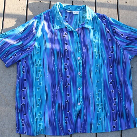 Vintage 80s blue button up - Picture 4 of 4